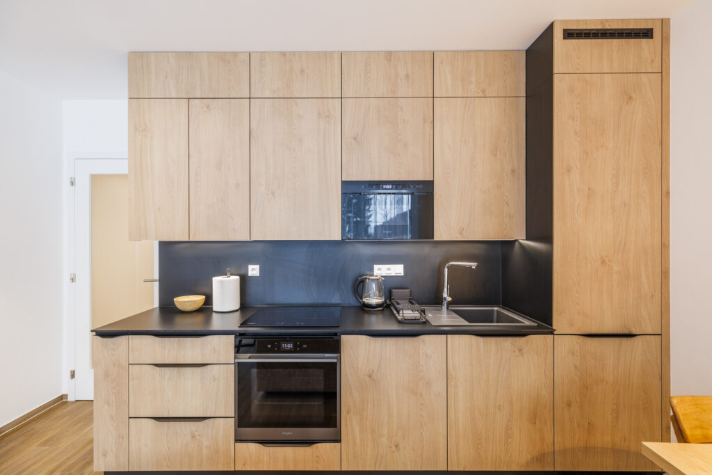 Apartmán Soňa Dolní Morava – plně vybavená kuchyňská linka (indukce, trouba, myčka, dřez)